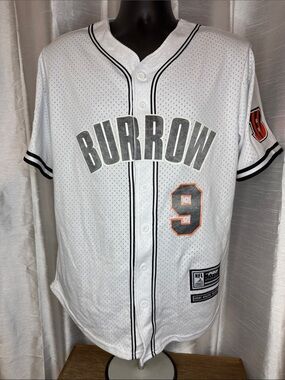 NFL Joe Burrow 9 Pro Standard Baseball Jersey Mesh Bengals Mens S Button Up READ